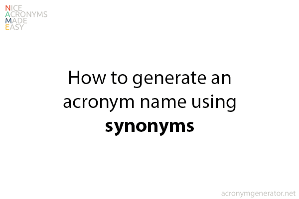 mindmap of how to make an acronym using synonyms